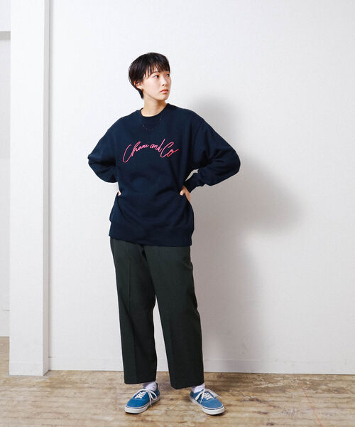 CHARI&CO(チャリアンドコー)の「CHARI&CO × HIKARU ICHIJO / KEIRIN CREWNECK SWEATS(スウェット・メンズ・ネイビー・SMALL/MEDIUM/LARGE/X-LARGE)」の5枚目の写真