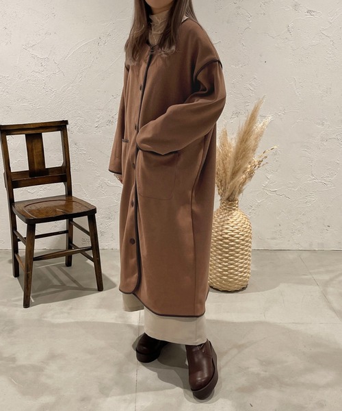 apres jour clair(アプレジュールクレア)の「【apres jour clair】パイピングロングアウター【ZOZOTOWN限定アイテム】(その他アウター・レディース・アイボリー/モカ・X-LARGE/フリー)」の7枚目の写真