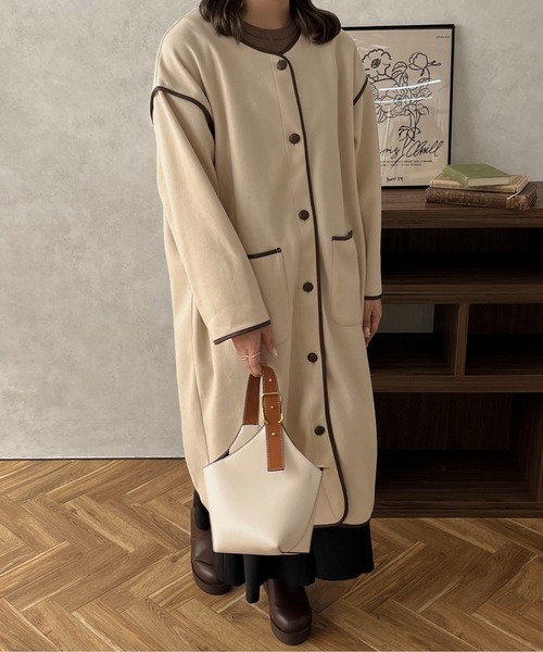 apres jour clair(アプレジュールクレア)の「【apres jour clair】パイピングロングアウター【ZOZOTOWN限定アイテム】(その他アウター・レディース・アイボリー/モカ・X-LARGE/フリー)」の11枚目の写真
