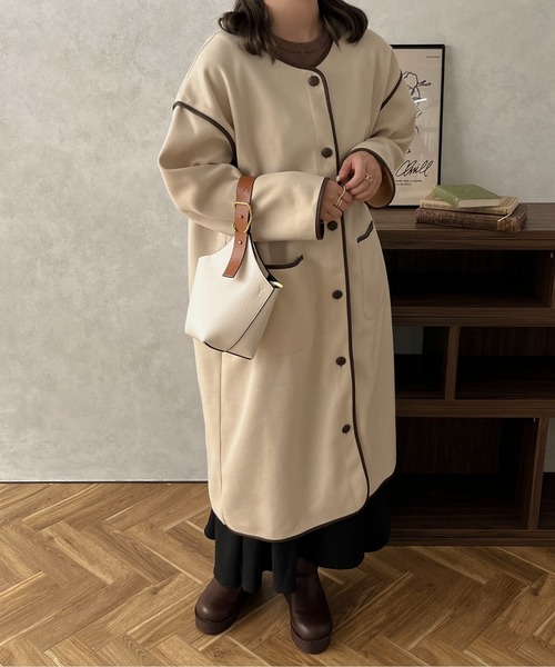 apres jour clair(アプレジュールクレア)の「【apres jour clair】パイピングロングアウター【ZOZOTOWN限定アイテム】(その他アウター・レディース・アイボリー/モカ・X-LARGE/フリー)」の13枚目の写真