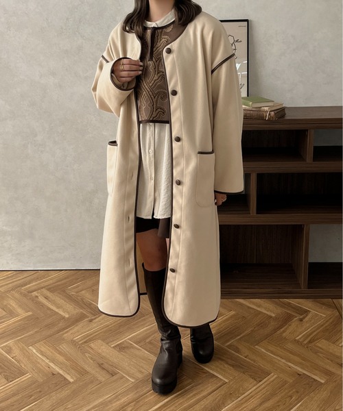 セール】【apres jour clair】パイピングロングアウター