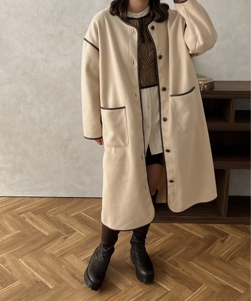 apres jour clair(アプレジュールクレア)の「【apres jour clair】パイピングロングアウター【ZOZOTOWN限定アイテム】(その他アウター・レディース・アイボリー/モカ・X-LARGE/フリー)」の17枚目の写真
