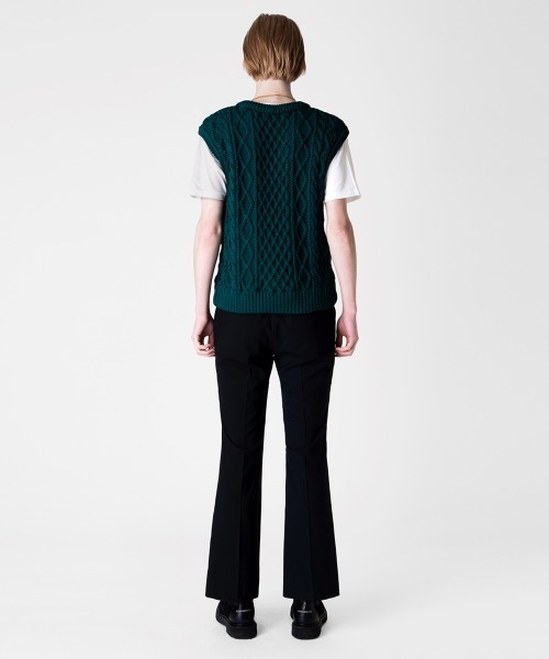 FORSOMEONE（フォーサムワン）の「FORSOMEONE ARAN KNIT VEST（ベスト・メンズ・イエロー/ダークグリーン・48）」の13枚目の写真