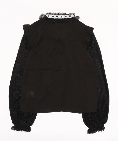 Secret Honey（シークレットハニー）の「スタンドフリルラッフルブラウス（シャツ/ブラウス・レディース・ブラック/オフホワイト・MEDIUM）」の12枚目の写真