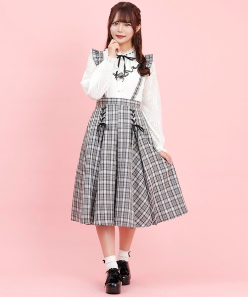 Secret Honey（シークレットハニー）の「スタンドフリルラッフルブラウス（シャツ/ブラウス・レディース・ブラック/オフホワイト・MEDIUM）」の4枚目の写真