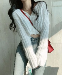 【 ７color 】ショートシャギーリブニットカーディガン