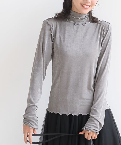 rps（アールピーエス）の「メロータートルカットソー（Tシャツ/カットソー・レディース・ブラック/グレー/アイボリー/グレイッシュブルー/ベージュ/ラベンダー/グリーン/ブルー/イエロー/オフホワイト・フリー）」の5枚目の写真