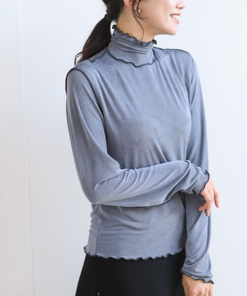 rps（アールピーエス）の「メロータートルカットソー（Tシャツ/カットソー・レディース・ブラック/グレー/アイボリー/グレイッシュブルー/ベージュ/ラベンダー/グリーン/ブルー/イエロー/オフホワイト・フリー）」の8枚目の写真