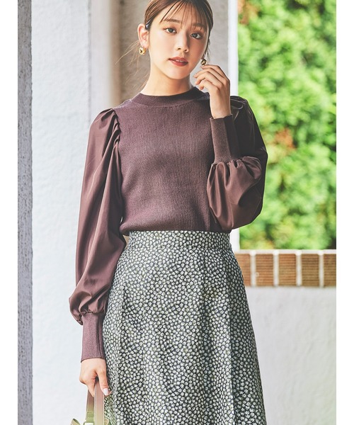 Te chichi（テチチ）の「袖布帛ボリュームスリーブトップス（ニット/セーター・レディース・ブラウン/チャコール/イエロー・ﾌﾘ-）」の7枚目の写真