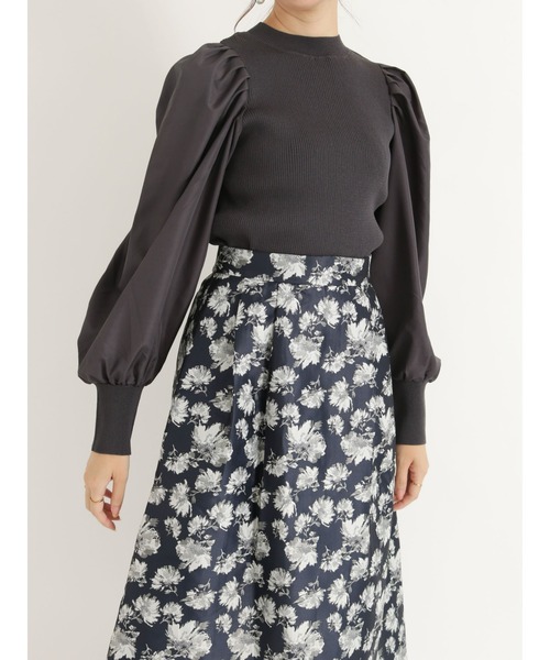 Te chichi（テチチ）の「袖布帛ボリュームスリーブトップス（ニット/セーター・レディース・ブラウン/チャコール/イエロー・ﾌﾘ-）」の18枚目の写真