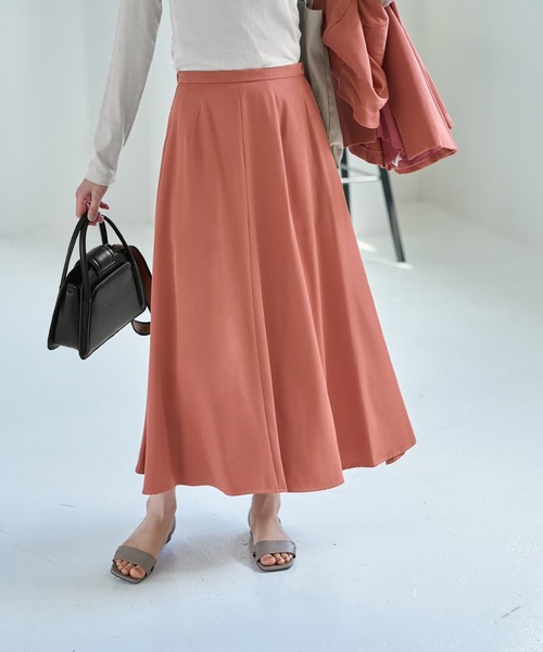STYLE DELI（スタイルデリ）の「76cm丈ソフトツイルフレアスカート（スカート・レディース・ベージュ/ネイビー/ピンク系・SMALL/MEDIUM）」の12枚目の写真