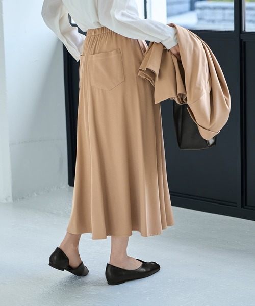 STYLE DELI（スタイルデリ）の「76cm丈ソフトツイルフレアスカート（スカート・レディース・ベージュ/ネイビー/ピンク系・SMALL/MEDIUM）」の6枚目の写真