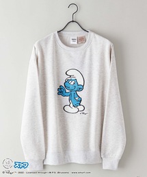 【SMURFS/スマーフ】コラボ 裏起毛　ビッグシルエット　クルー　スウェット トレーナー