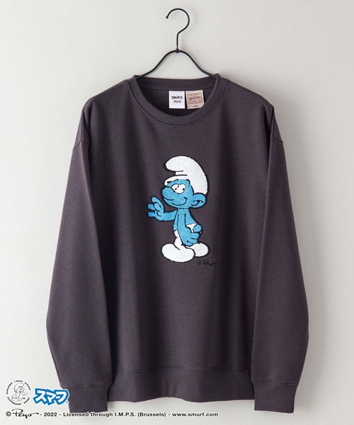 OUTDOOR PRODUCTS APPAREL(アウトドアプロダクツアパレル)の「【SMURFS/スマーフ】コラボ 裏起毛 ビッグシルエット クルー スウェット トレーナー(スウェット・メンズ・ベージュ/スミクロ/ダークグリーン/オフホワイト・LARGE/MEDIUM/X-LARGE)」の3枚目の写真