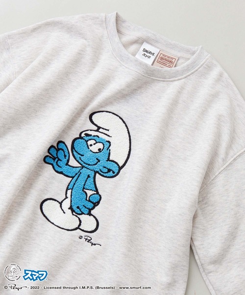 OUTDOOR PRODUCTS APPAREL(アウトドアプロダクツアパレル)の「【SMURFS/スマーフ】コラボ 裏起毛 ビッグシルエット クルー スウェット トレーナー(スウェット・メンズ・ベージュ/スミクロ/ダークグリーン/オフホワイト・LARGE/MEDIUM/X-LARGE)」の5枚目の写真
