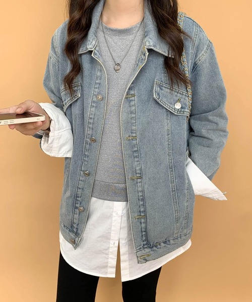 ECLIN(エクラン)の「レイヤード風ドッキングトレーナー(スウェット・レディース・ブラック/グレー・M/L)」の4枚目の写真