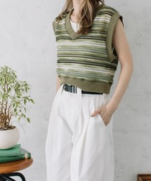 Flugge | v neck border vest/Vネックボーダーベスト(ベスト)