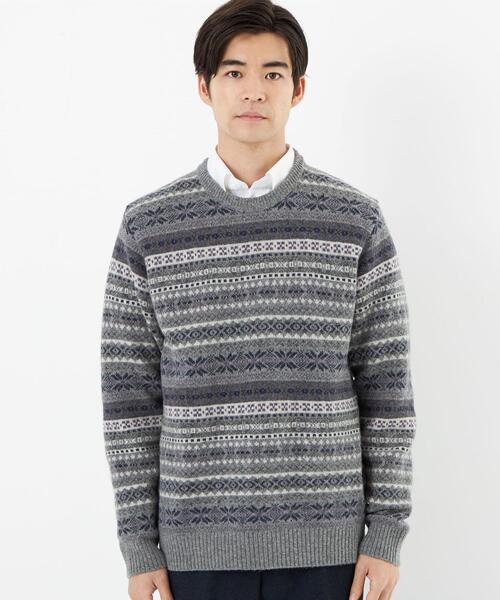 gim(ジム)の「<gim>22FW フェアアイル クルーネック ニット(ニット/セーター・メンズ・グレー/ブラック・S/M/L)」の8枚目の写真