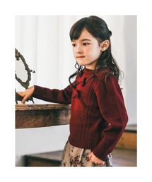 BeBe | BeBe/リボン付きケーブル編みニット(100~150cm)(ニット/セーター)