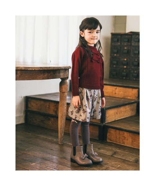 BeBe(ベベ)の「BeBe/リボン付きケーブル編みニット(100~150cm)(ニット/セーター・キッズ・レッド/パープル・110/130/100/150/140/120)」の17枚目の写真