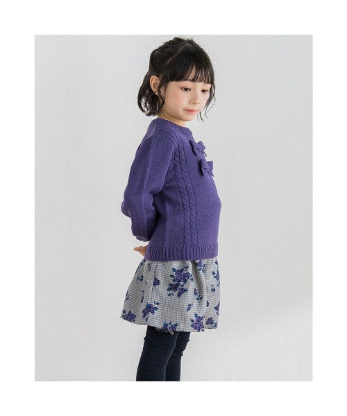 BeBe(ベベ)の「BeBe/リボン付きケーブル編みニット(100~150cm)(ニット/セーター・キッズ・レッド/パープル・110/130/100/150/140/120)」の20枚目の写真