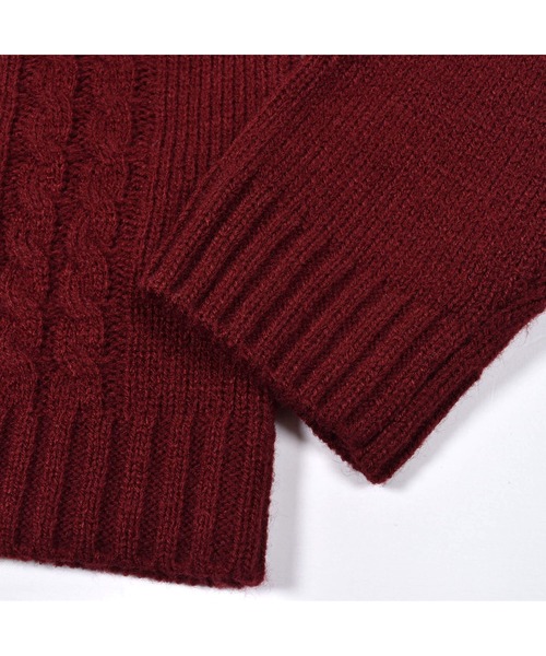 BeBe(ベベ)の「BeBe/リボン付きケーブル編みニット(100~150cm)(ニット/セーター・キッズ・レッド/パープル・110/130/100/150/140/120)」の10枚目の写真