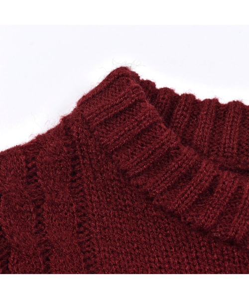 BeBe(ベベ)の「BeBe/リボン付きケーブル編みニット(100~150cm)(ニット/セーター・キッズ・レッド/パープル・110/130/100/150/140/120)」の16枚目の写真