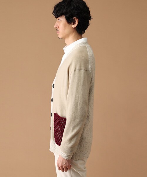 40ct&525(フォーティーカラッツアンドゴーニーゴ)の「◆クロシェ編みポケットカーディガン(カーディガン/ボレロ・メンズ・チャコール/ベージュ系4・03/02)」の5枚目の写真