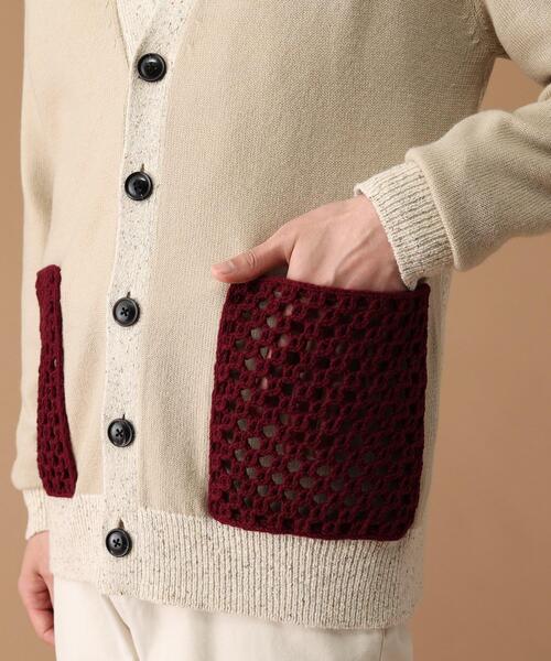 40ct&525(フォーティーカラッツアンドゴーニーゴ)の「◆クロシェ編みポケットカーディガン(カーディガン/ボレロ・メンズ・チャコール/ベージュ系4・03/02)」の8枚目の写真