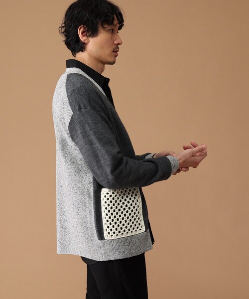 40ct&525(フォーティーカラッツアンドゴーニーゴ)の「◆クロシェ編みポケットカーディガン(カーディガン/ボレロ・メンズ・チャコール/ベージュ系4・03/02)」の12枚目の写真