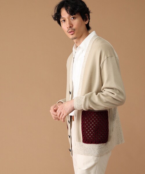 40ct&525(フォーティーカラッツアンドゴーニーゴ)の「◆クロシェ編みポケットカーディガン(カーディガン/ボレロ・メンズ・チャコール/ベージュ系4・03/02)」の15枚目の写真