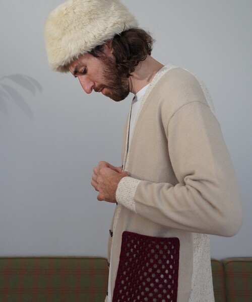 40ct&525(フォーティーカラッツアンドゴーニーゴ)の「◆クロシェ編みポケットカーディガン(カーディガン/ボレロ・メンズ・チャコール/ベージュ系4・03/02)」の20枚目の写真