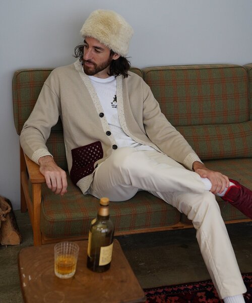 40ct&525(フォーティーカラッツアンドゴーニーゴ)の「◆クロシェ編みポケットカーディガン(カーディガン/ボレロ・メンズ・チャコール/ベージュ系4・03/02)」の21枚目の写真