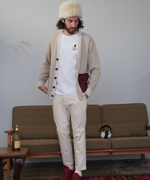 40ct&525(フォーティーカラッツアンドゴーニーゴ)の「◆クロシェ編みポケットカーディガン(カーディガン/ボレロ・メンズ・チャコール/ベージュ系4・03/02)」の22枚目の写真