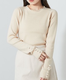 【SALON by Chico限定】パール付ニットプルオーバー