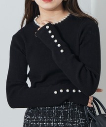【SALON by Chico限定】パール付ニットプルオーバー