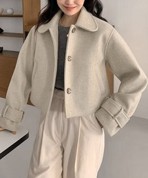 ラウンドカラーショートコート