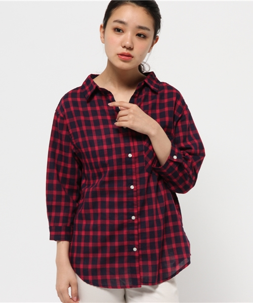 CIAOPANIC TYPY(チャオパニックティピー)の「ビックギンガムオーバーシャツ(シャツ/ブラウス・レディース・ブラック/レッド/イエロー・MEDIUM/SMALL)」の3枚目の写真