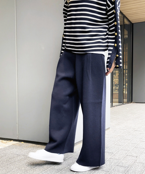 Spick & Span(スピックアンドスパン)の「ミラノリブニットワイドパンツ(その他パンツ・レディース・ホワイト/ネイビー・36/38)」の12枚目の写真