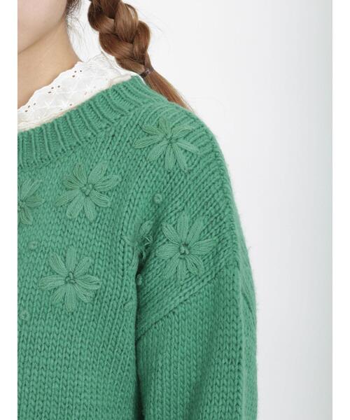 Samansa Mos2(サマンサ モスモス)の「花刺繍入りクルーカーディガン(カーディガン/ボレロ・レディース・ブラック/グリーン/モカ/ベージュ・フリ-)」の18枚目の写真