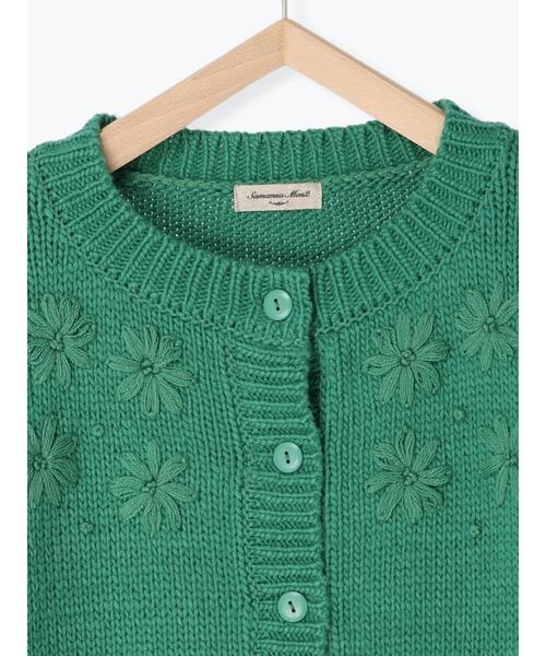 Samansa Mos2(サマンサ モスモス)の「花刺繍入りクルーカーディガン(カーディガン/ボレロ・レディース・ブラック/グリーン/モカ/ベージュ・フリ-)」の9枚目の写真