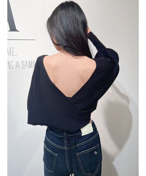 GYDA(ジェイダ)の「2WAYカシュクールリブニットトップス(ニット/セーター・レディース・ブラック/オフホワイト・FREE)」の16枚目の写真