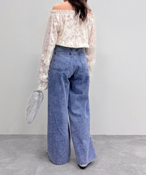 Heather（ヘザー）の「ハイウエストデニムワイドパンツ　184434（デニムパンツ・レディース・ブルー/ケミカルウォッシュ/ライトブルー/グレー/ブラック/ライトグレー/ブルー系その他/ブルー系その他2/ベージュ・S/M）」の13枚目の写真