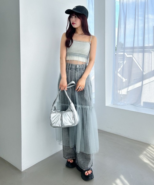 Heather（ヘザー）の「ハイウエストデニムワイドパンツ　184434（デニムパンツ・レディース・ブルー/ケミカルウォッシュ/ライトブルー/グレー/ブラック/ライトグレー/ブルー系その他/ブルー系その他2/ベージュ・S/M）」の16枚目の写真