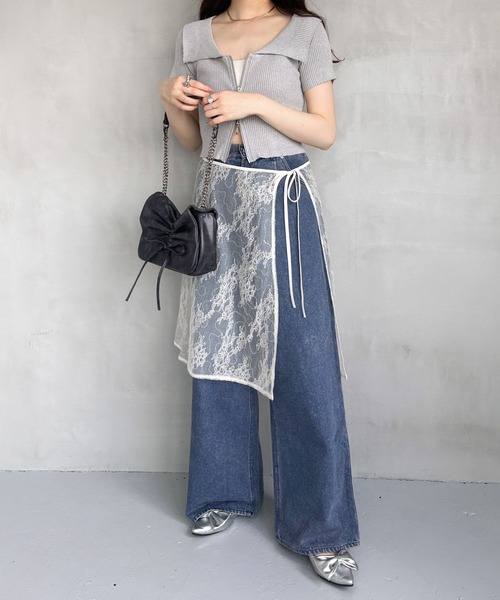 Heather（ヘザー）の「ハイウエストデニムワイドパンツ　184434（デニムパンツ・レディース・ブルー/ケミカルウォッシュ/ライトブルー/グレー/ブラック/ライトグレー/ブルー系その他/ブルー系その他2/ベージュ・S/M）」の20枚目の写真