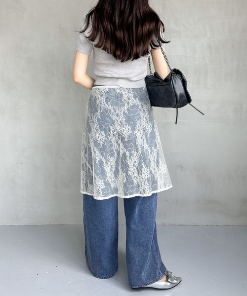 Heather（ヘザー）の「ハイウエストデニムワイドパンツ　184434（デニムパンツ・レディース・ブルー/ケミカルウォッシュ/ライトブルー/グレー/ブラック/ライトグレー/ブルー系その他/ブルー系その他2/ベージュ・S/M）」の21枚目の写真