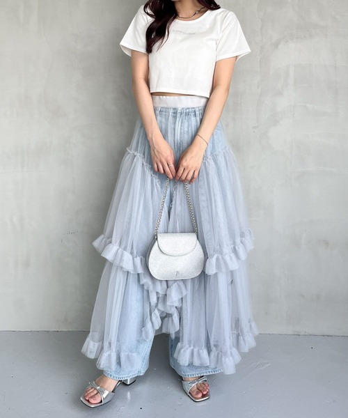 Heather（ヘザー）の「ハイウエストデニムワイドパンツ　184434（デニムパンツ・レディース・ブルー/ケミカルウォッシュ/ライトブルー/グレー/ブラック/ライトグレー/ブルー系その他/ブルー系その他2/ベージュ・S/M）」の22枚目の写真