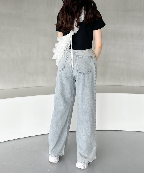 セール】ハイウエストデニムワイドパンツ 184434（デニムパンツ