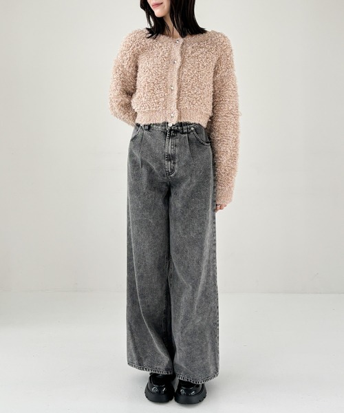 セール】ハイウエストデニムワイドパンツ 184434（デニムパンツ
