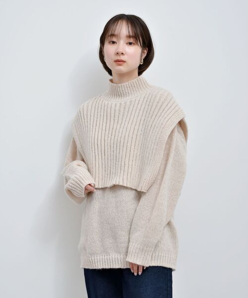 RETRO GIRL(レトロガール)の「ニットレイヤードSET(ニット/セーター・レディース・ブラック/ナチュラル/グリーン・FREE)」の3枚目の写真